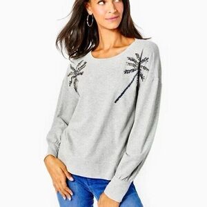 Lilly Pulitzer NEW Tippie Embellished Sweatshirt Cotton Resortwear Size Large